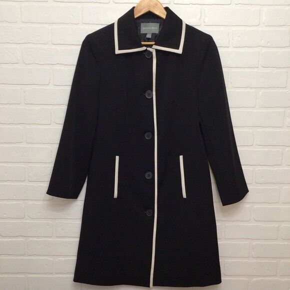 BEECHERS Brook Long black Blazer Jacket White ecru Pockets Small contemporary - Picture 15 of 15